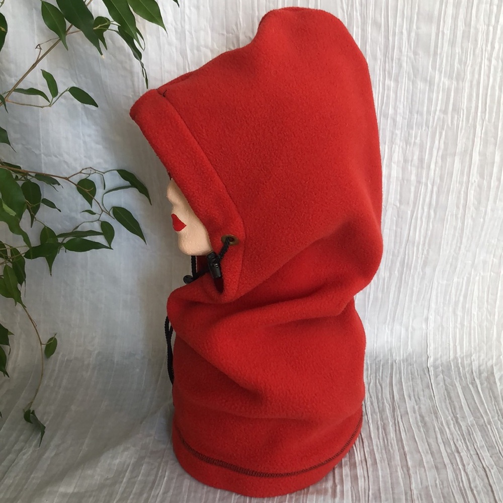 Unisex orange rust fleece long winter cold weather adjustable hood outdoor wear - Picture 6 of 9